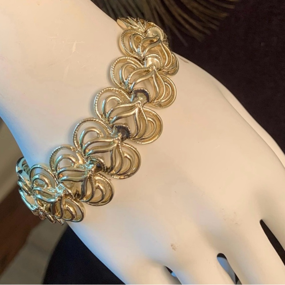 Vintage Coro Gold Tone Link Bracelet | 1950s Mid Century Costume Jewelry